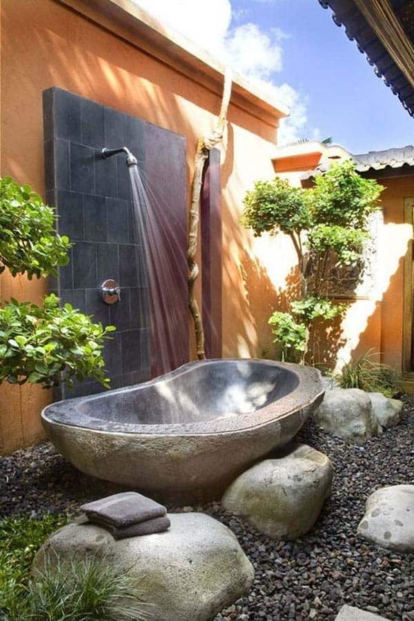 3 Roof your outdoor bathroom for year-round use