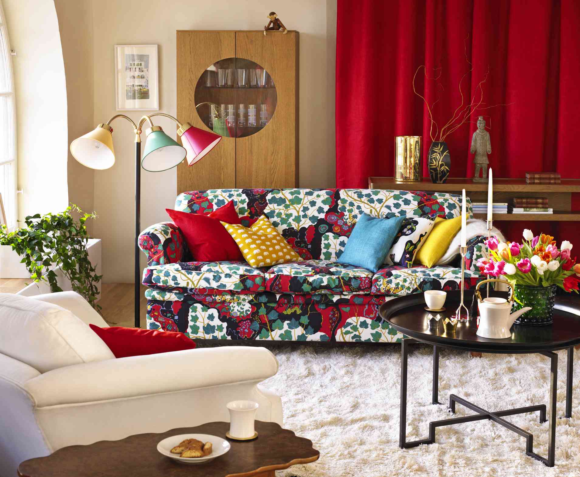 3. Introduce red in fabric and upholstery