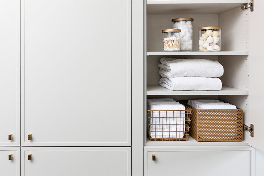 10 Store towels out of sight with storage cabinets