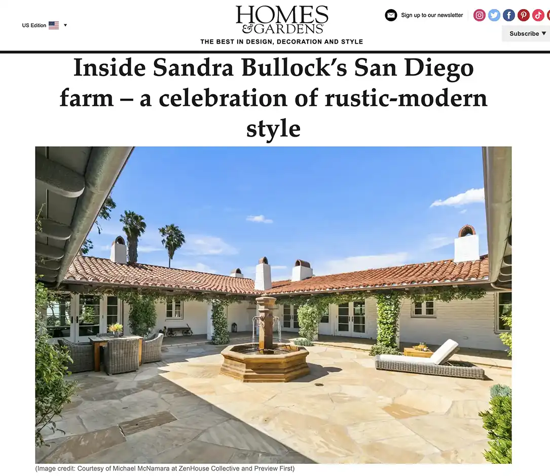 Inside Sandra Bullock’s San Diego farm – a celebration of rustic-modern style