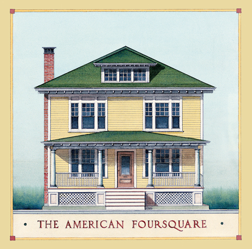 In what period were Foursquare houses constructed
