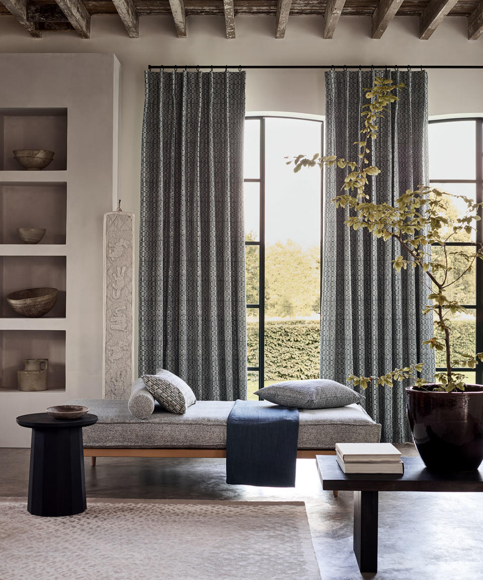 11 Use multiple curtain designs for a rich layered look