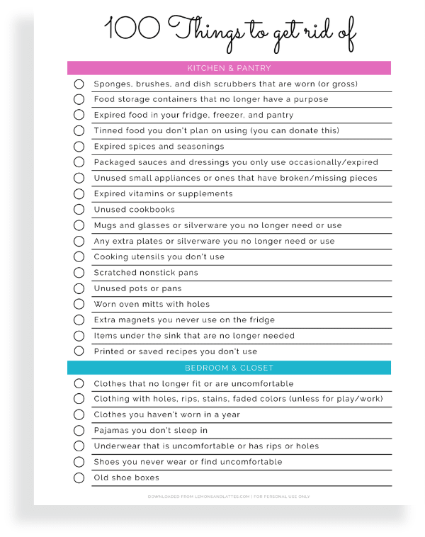 Kitchen decluttering checklist
