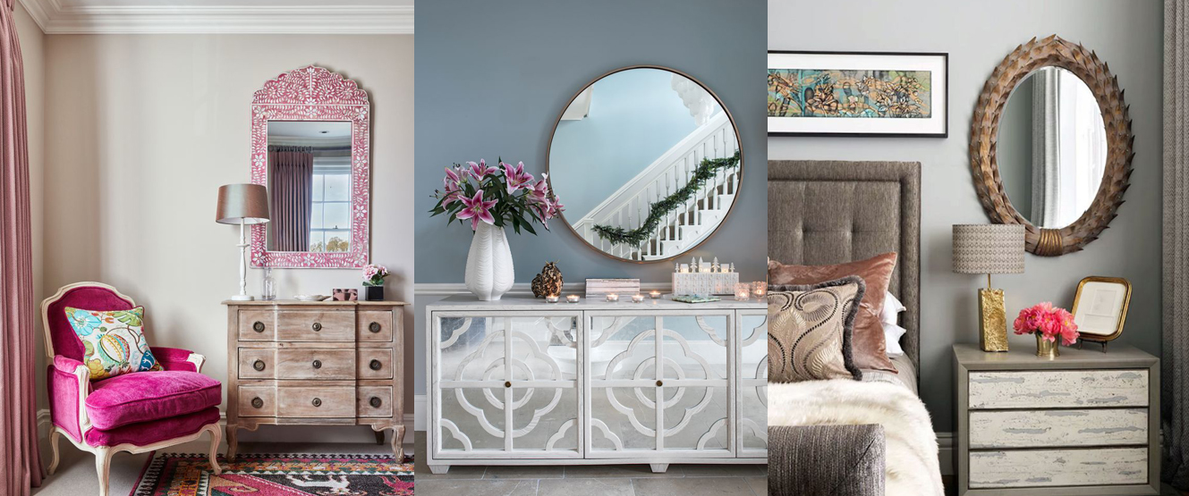 Some ideas for using mirrors in small spaces: